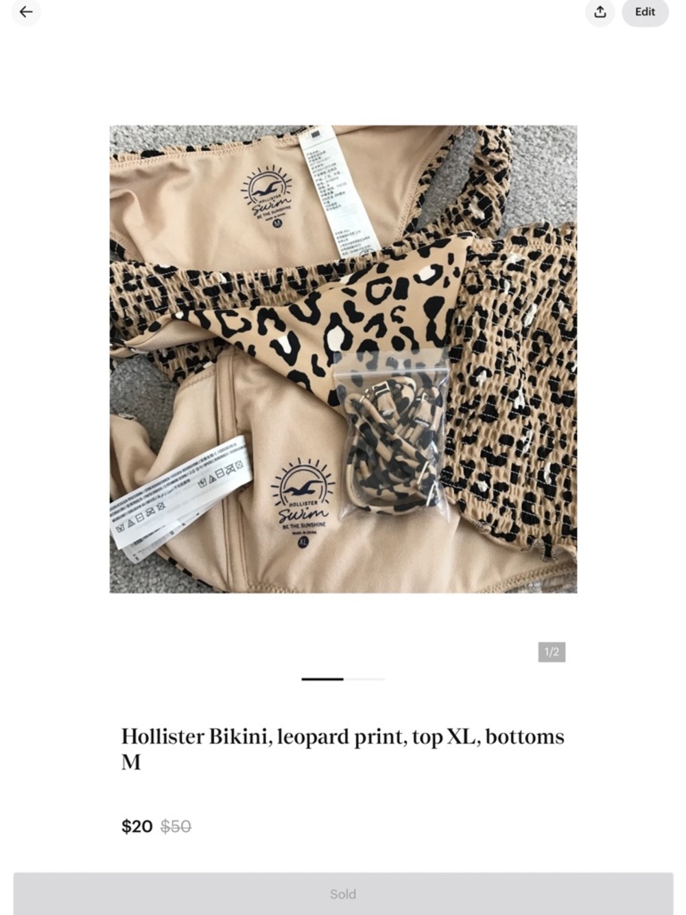 Hollister Leopard-Print Bikini Set in Tan & Black